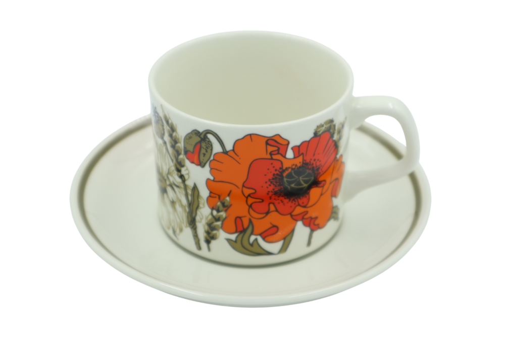 J&G Meakin Poppy Tea Cup and Saucer Set