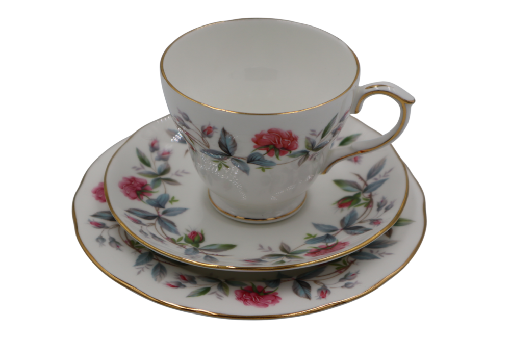 Duchess Bramble Rose Teacup, Saucer & Plate Trio