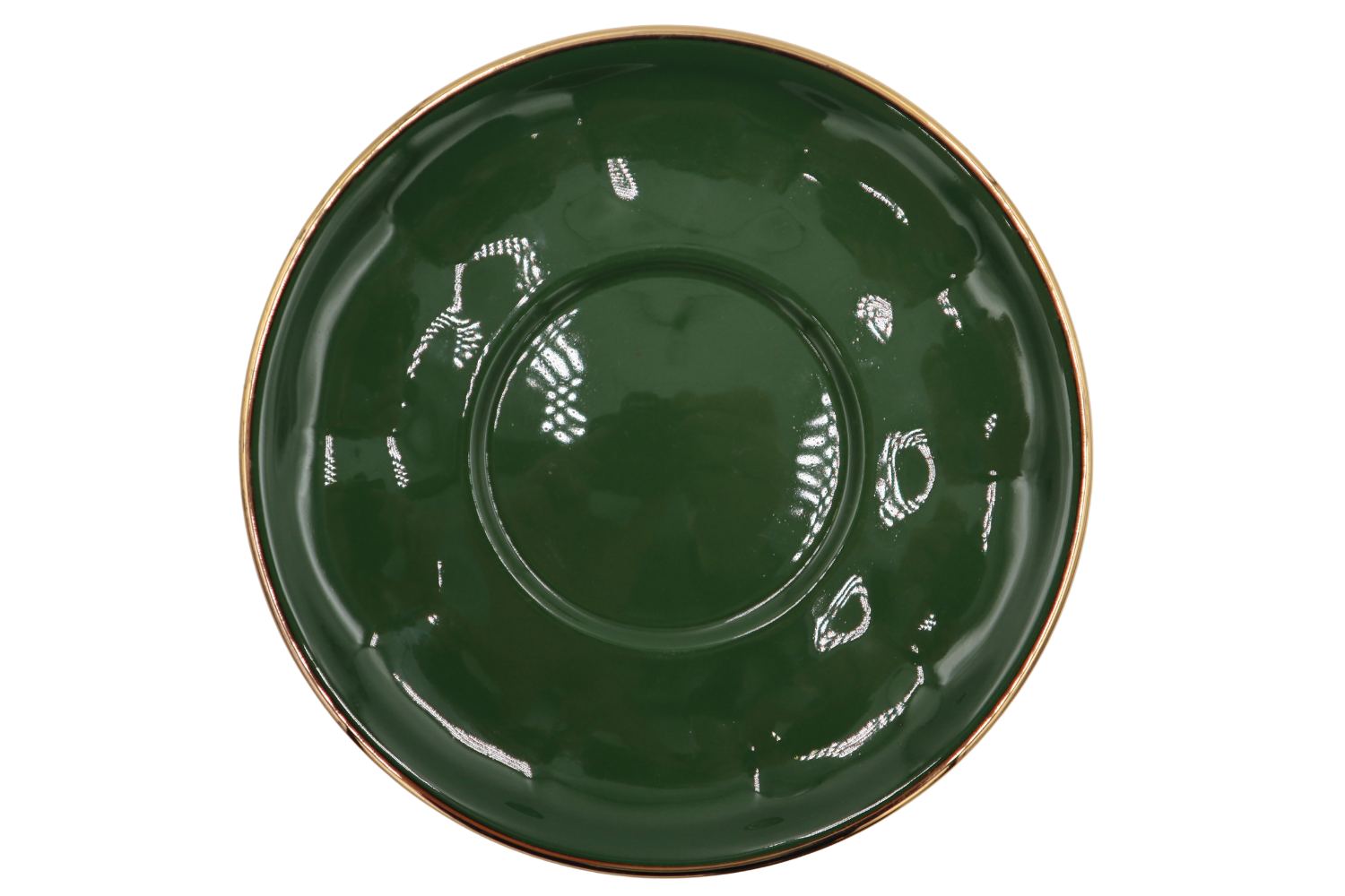 Apilco Bistro Green and Gold Porcelain Cup and Saucer - Image 4